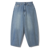 Corded Denim Curved Balloon Pants (Light Blue)