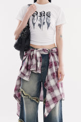 Moss bleach ombre check shirt