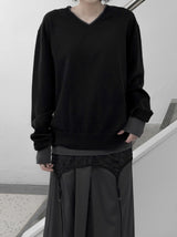 (unisex) Duvel Color Matching Layered V-Neck Knit