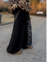 Poki Big Wide Lettering Sweat Pants
