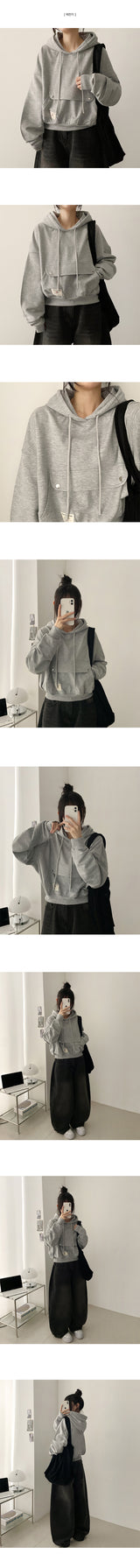 Pocky Pocket Patch Cropped Overfit Hoodie 