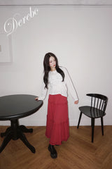 Beagle accentuated shirring frill long-sleeved shirt