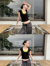 Olive Inner Halterneck Layered Short Sleeve T-shirt