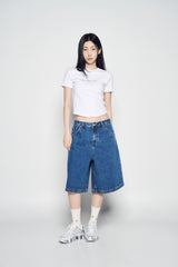 25SS ポイントロゴポケットデニムショートパンツ ブルー