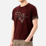 ロールスリーブクロップド半袖Tシャツ ジオグラフィ バーガンディ