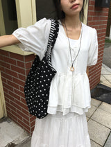 Pombo Tiered Frill Over Fit Short Sleeve Puff Blouse