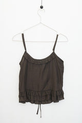 Ruffle Ribbon Sleeveless (Brown)