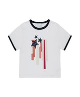 FLAG APPLIQUE RINGER CROP TEE