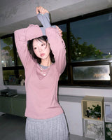 (3color) Shirring Layered Long Sleeve Tee