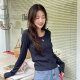 ステッチUネック長袖Tシャツ