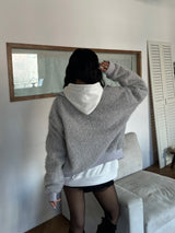 [UNISEX] オーバーフィットソフトヘアハイネック長袖カーディガン (3 colors)