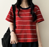 ロビンカラーストライプダンガラ半袖Tシャツ