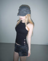 side chrome ribbed tank top(2 color)