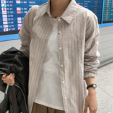 Berui Oversized Fit Boxy Fit Knitted Checkered Shirt Shirt [MANDARINETREE ONLY]