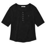 KIRSH プレーンスリムフィットヘンリーネックTシャツ【ブラック】