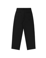 Metal Label Wide Trouser Pants - Black