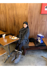 Cape Muffler Loose Fit Knit Cardigan