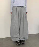 26SS★ [BAONHAUS]ヘディネンピンタックバンディングワイドトレーニングパンツ