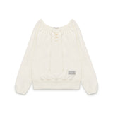 レースアップロングTシャツ (ホワイト)