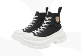 White/Black High Top Canvas Shoes