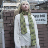 Polka Dot Long Scarf (yellowish green)
