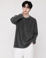 (UNISEX) ベロア リブド ラウンド ロングスリーブ