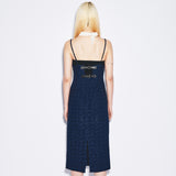 jacquard bustier dress  [navy]