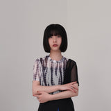 marble sheer switching tops
