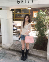 Two button vintage washing shorts