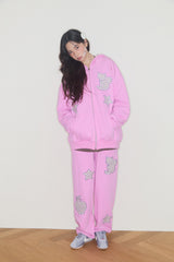KIRING CHECK PATCH SWEAT PANTS (CHERRY PINK)