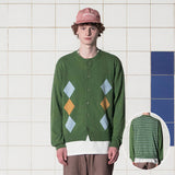 ARGYLE STRIPE CARDIGAN / GREEN