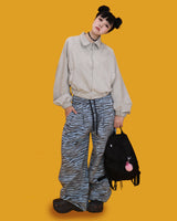 ゼブラバンディングパンツ - スカイ