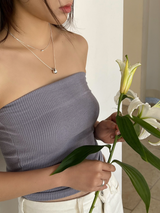 Brush pearl necklace (silver)