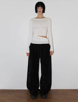 VELVET SNAP WIDE PANTS