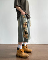 Western Destroyed Bermuda Pants