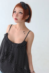 Tie set leopard print dot bustier long blouse