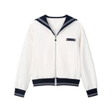Sailor Collar Zip-Up Jacket - Ivory