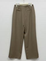 Marron Belted Two-Tuck Wide Slacks
