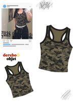 Camo retro U-neck sleeveless T-shirt