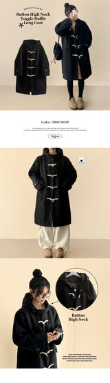 Node Button High Neck Toggle Tteokbokki Long Coat