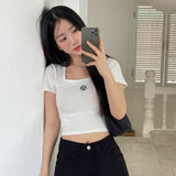 スクエアネッククロップハーフTシャツ [WHITE]