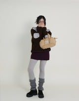 Femme Flower Pattern Quilted Fleece Long Sleeve T-Shirt (Button Detail)