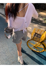 サンオフ アンバランス ホワイト 長袖Tシャツ