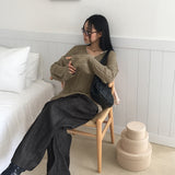 Dilkin ピンタックデニムバンディングロングワイドパンツ