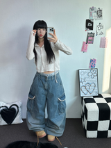 HIGH QUALITY 💍💎 LIP BALLOON PARACHUTE DENIM PANTS 🤎2 SIZE