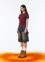 BTB : WAVE WASHING CARPENTER SHORTS [YELLOW MINUIT CORE] [UNISEX]