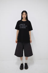 Side Slit Bermuda Denim Pants Black