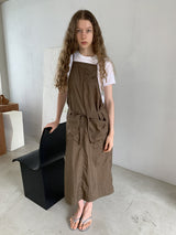 PINAFORE DRESS BROWN
