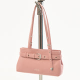Suede Buckle Strap Tote Shoulder Bag _ Pink