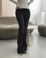 dark black washing pintuck bootcut denim pt